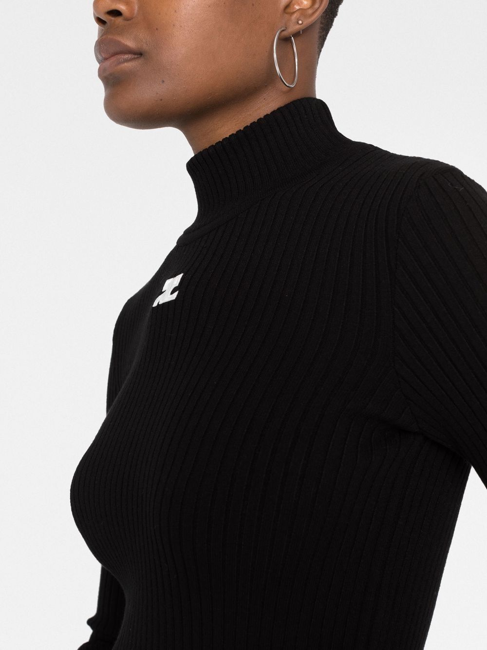 COURREGES RE-EDITION Logo Knitted Turtle-neck Sweater - Black