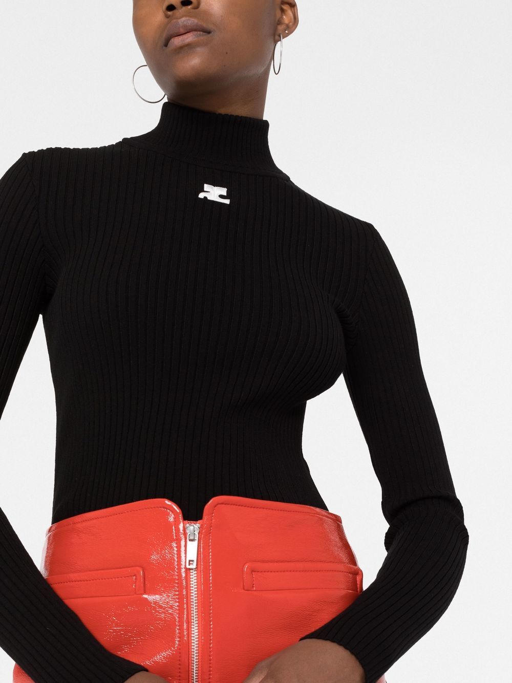 COURREGES RE-EDITION Logo Knitted Turtle-neck Sweater - Black