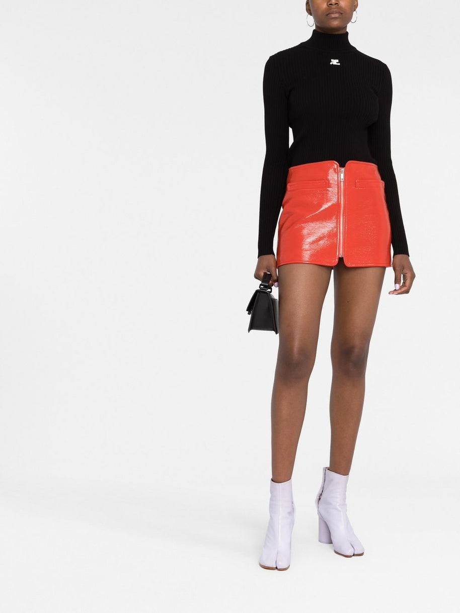 COURREGES RE-EDITION Logo Knitted Turtle-neck Sweater - Black