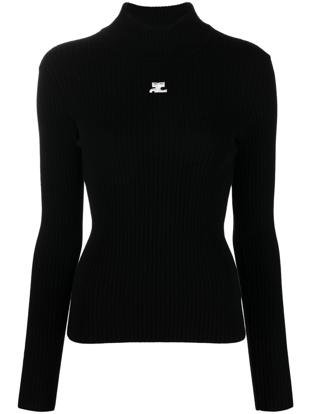 COURREGES RE-EDITION Logo Knitted Turtle-neck Sweater - Black