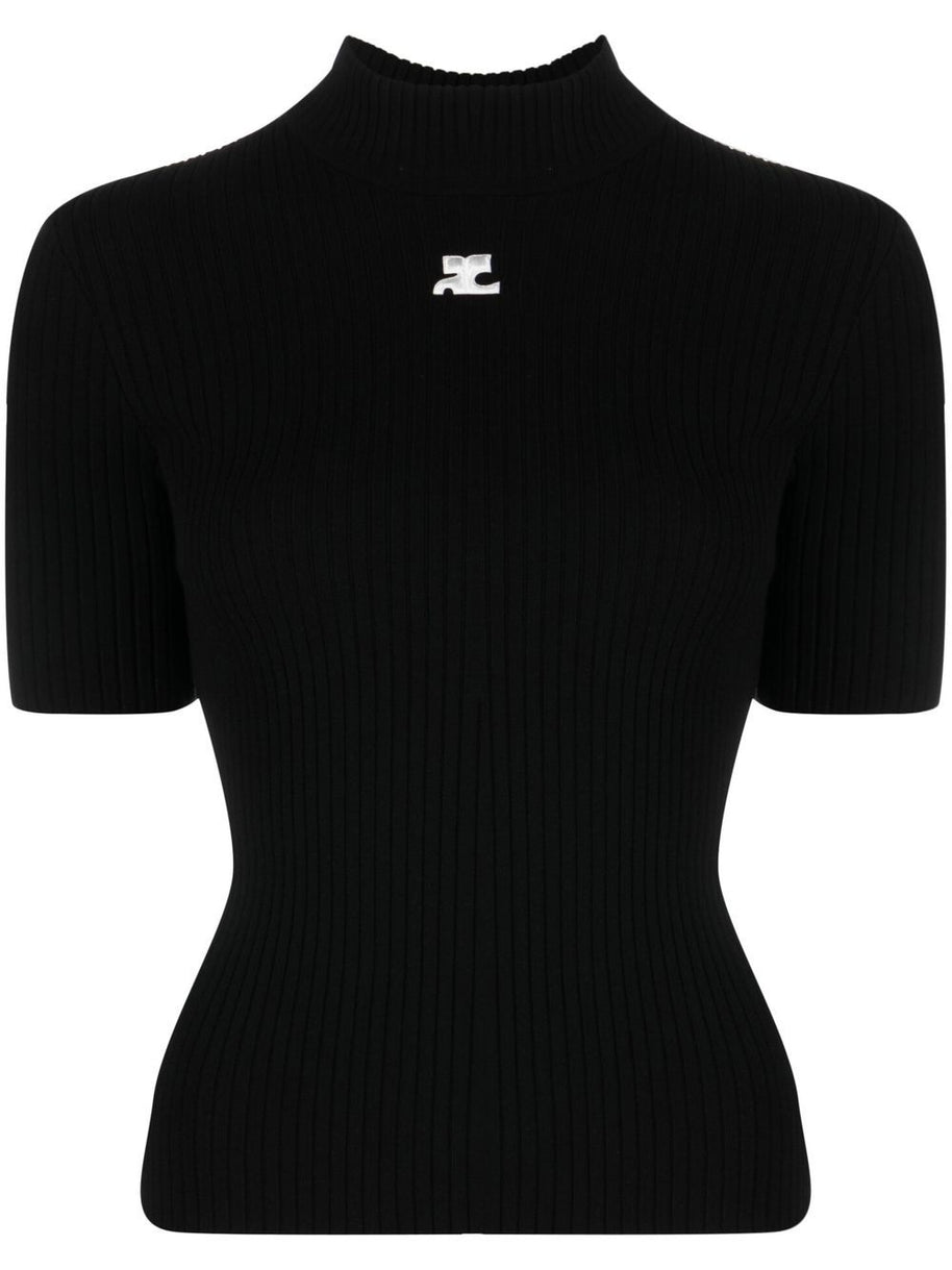 COURREGES RE-EDITION Logo Knitted Top - Black