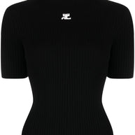 COURREGES RE-EDITION Logo Knitted Top - Black