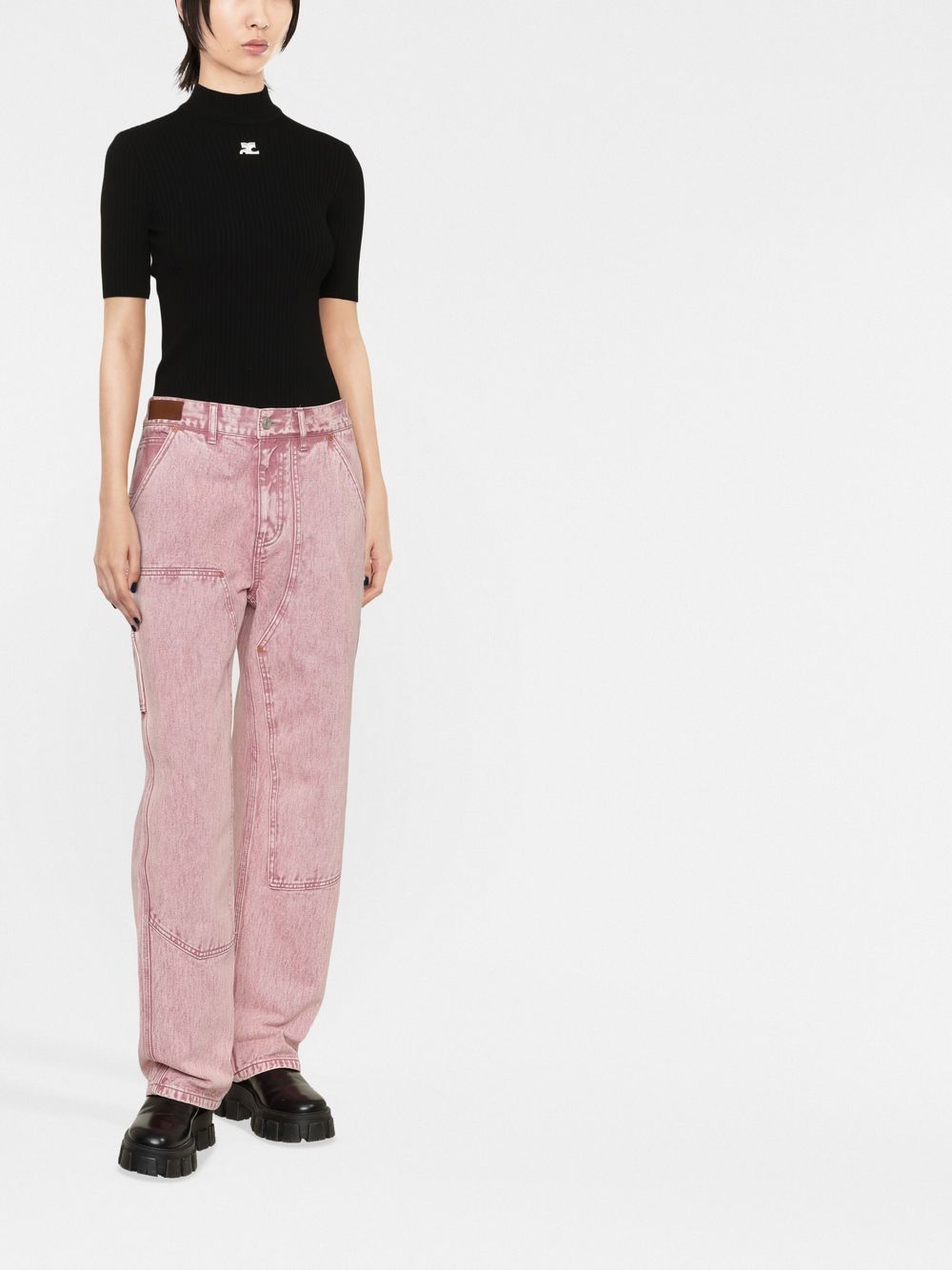 COURREGES RE-EDITION Logo Knitted Top - Black
