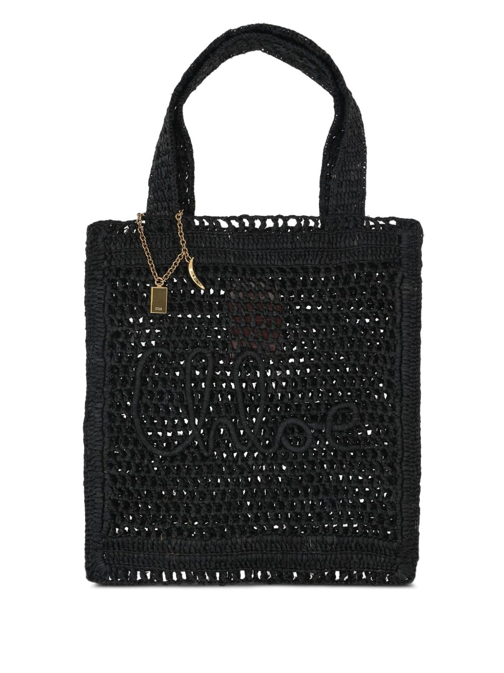 Chloé Summer Banana Rafia Tote Bag Black