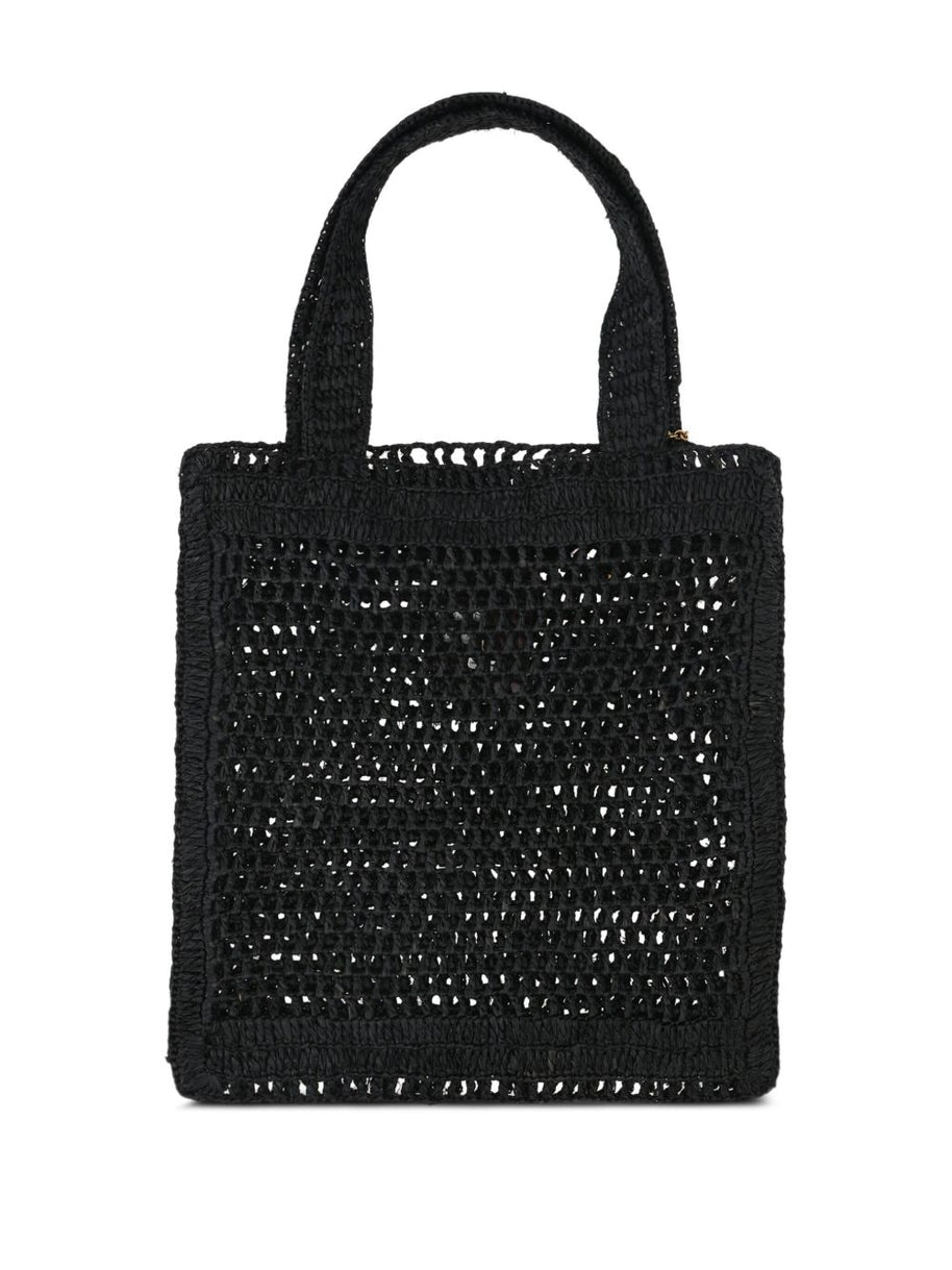 Chloé Summer Banana Rafia Tote Bag Black