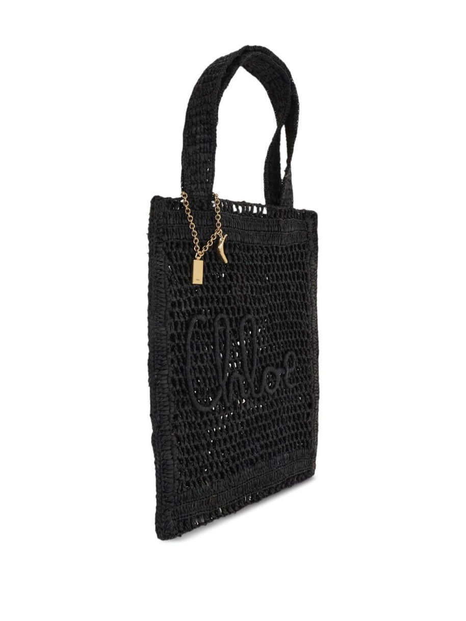 Chloé Summer Banana Rafia Tote Bag Black