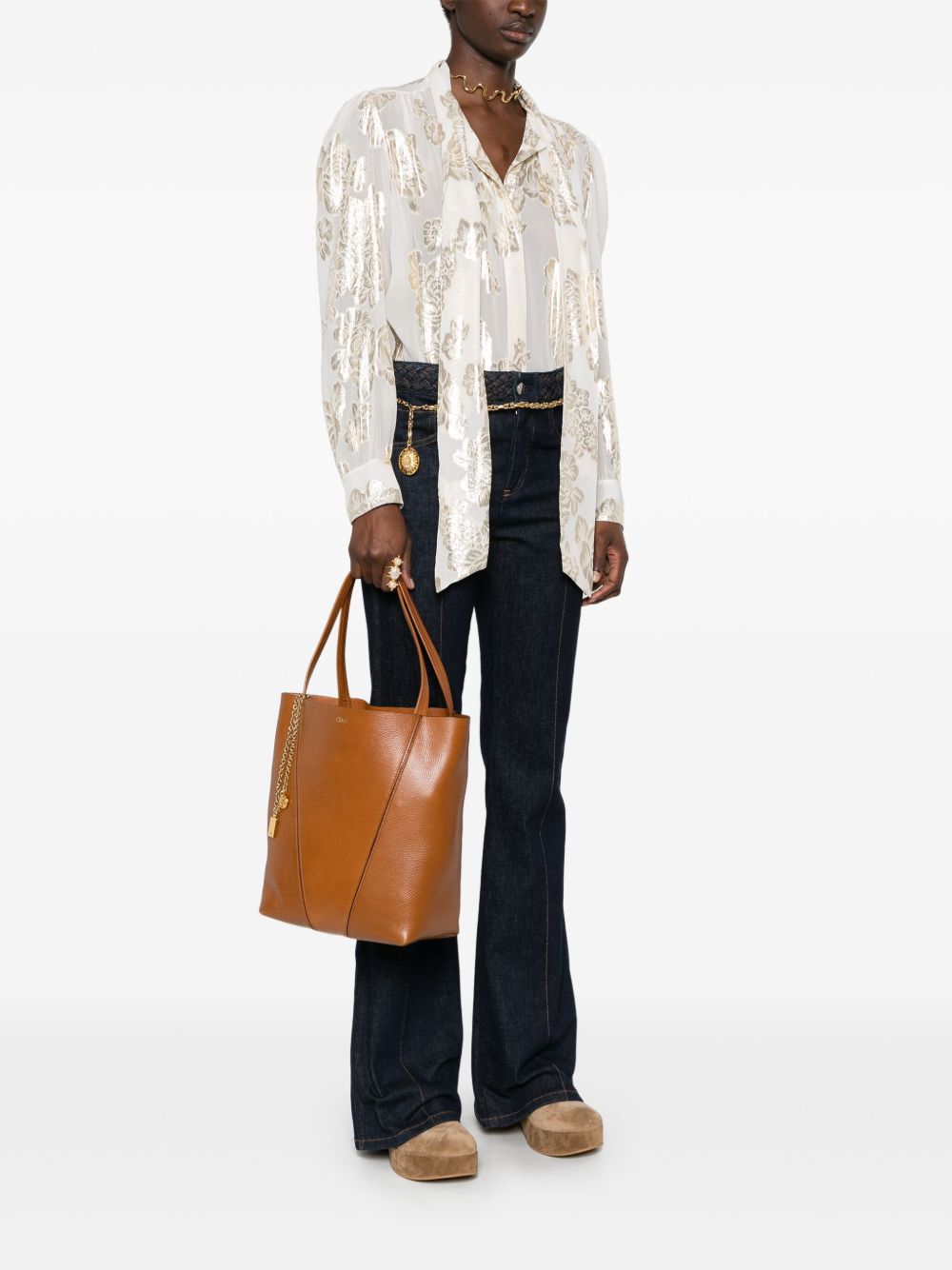 Chloé Spin Medium Leather Bag Brown