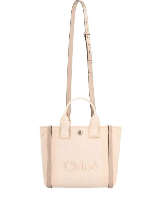 Chloé Carry Small Canvas Tote Bag Beige