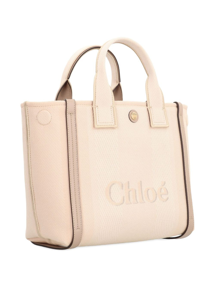 Chloé Carry Small Canvas Tote Bag Beige