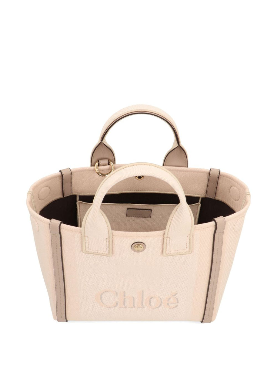 Chloé Carry Small Canvas Tote Bag Beige