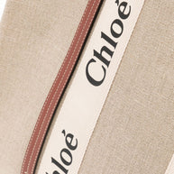 Chloé Woody Large Canvas Tote Bag Beige