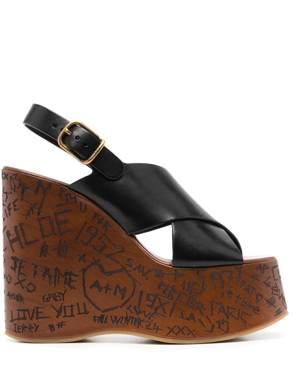 Chloé Maxime Wedge Sandals Black