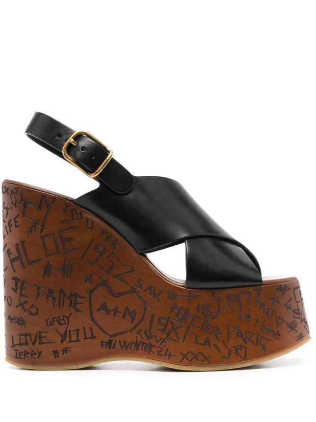 Chloé Maxime Wedge Sandals Black