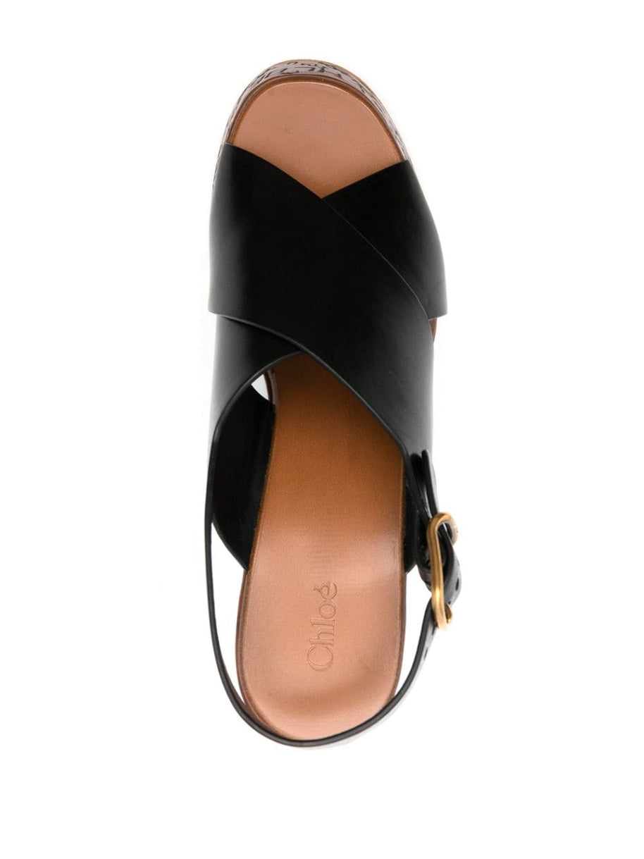 Chloé Maxime Wedge Sandals Black