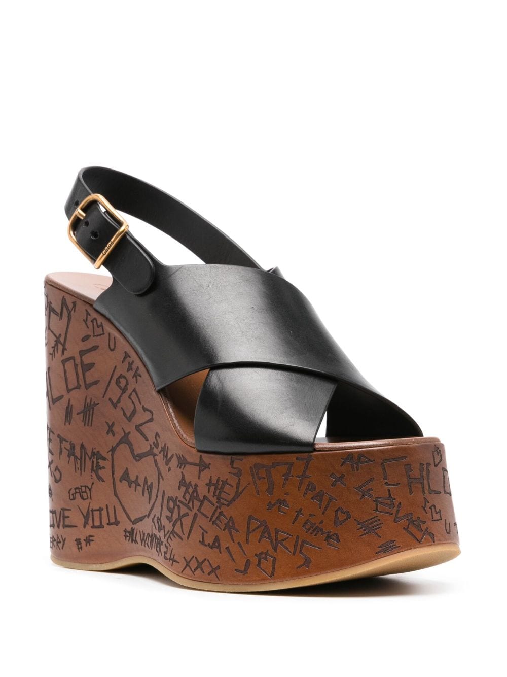 Chloé Maxime Wedge Sandals Black