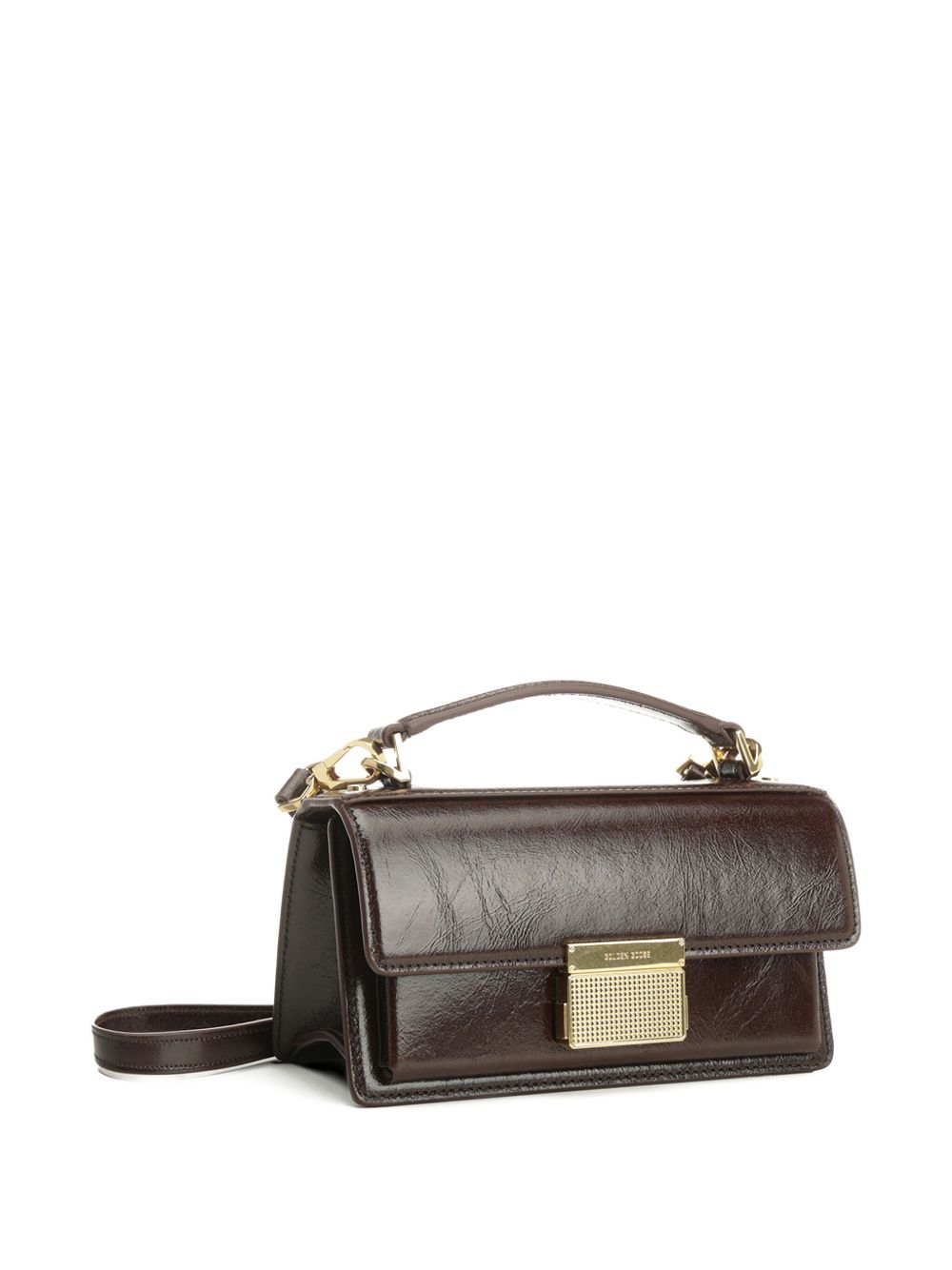 Golden Goose Small Venezia Bag In Dark Brown Leather With Gold Buckle