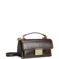 Golden Goose Small Venezia Bag In Dark Brown Leather With Gold Buckle