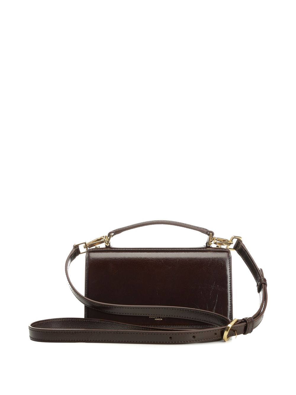 Golden Goose Small Venezia Bag In Dark Brown Leather With Gold Buckle