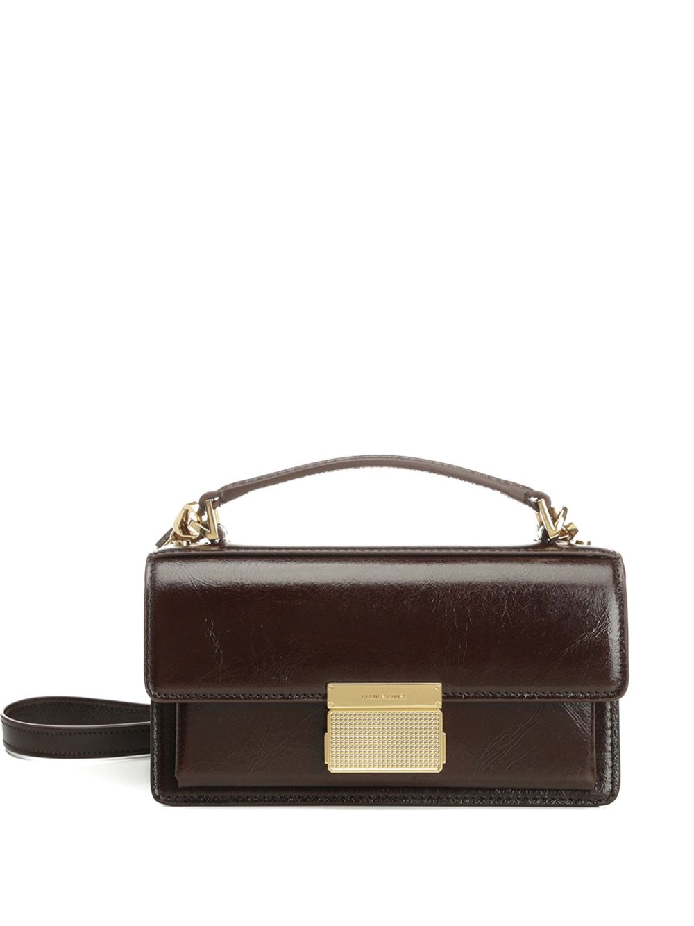 Golden Goose Small Venezia Bag In Dark Brown Leather With Gold Buckle
