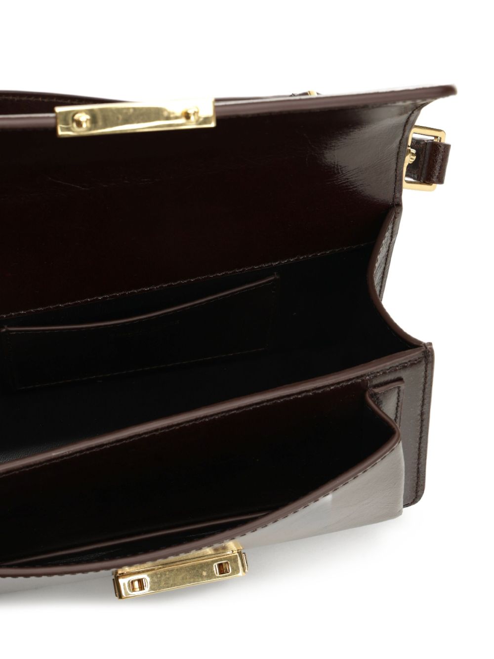 Golden Goose Small Venezia Bag In Dark Brown Leather With Gold Buckle