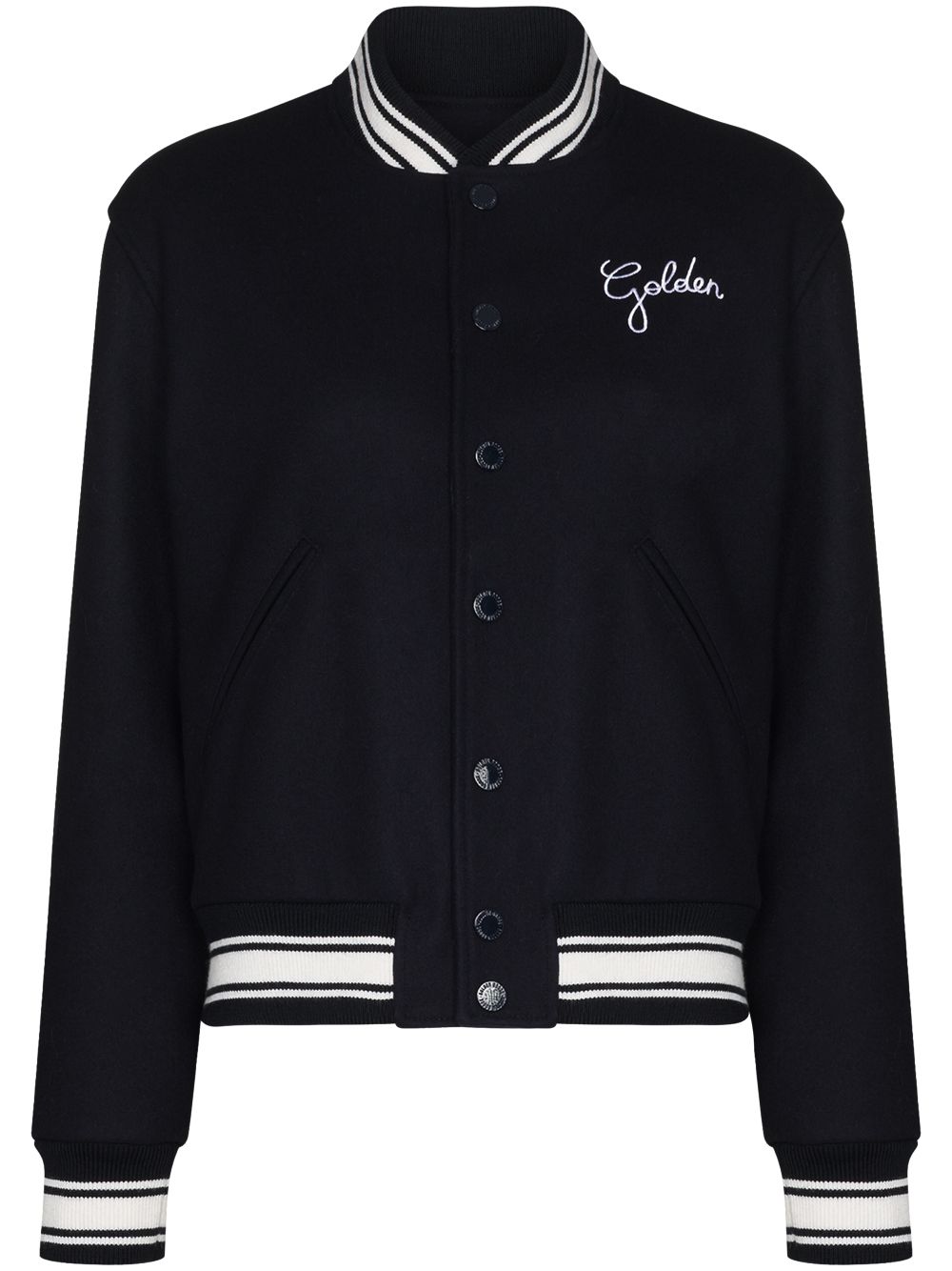 Golden Goose Logo Wool Bomber Jacket Blue