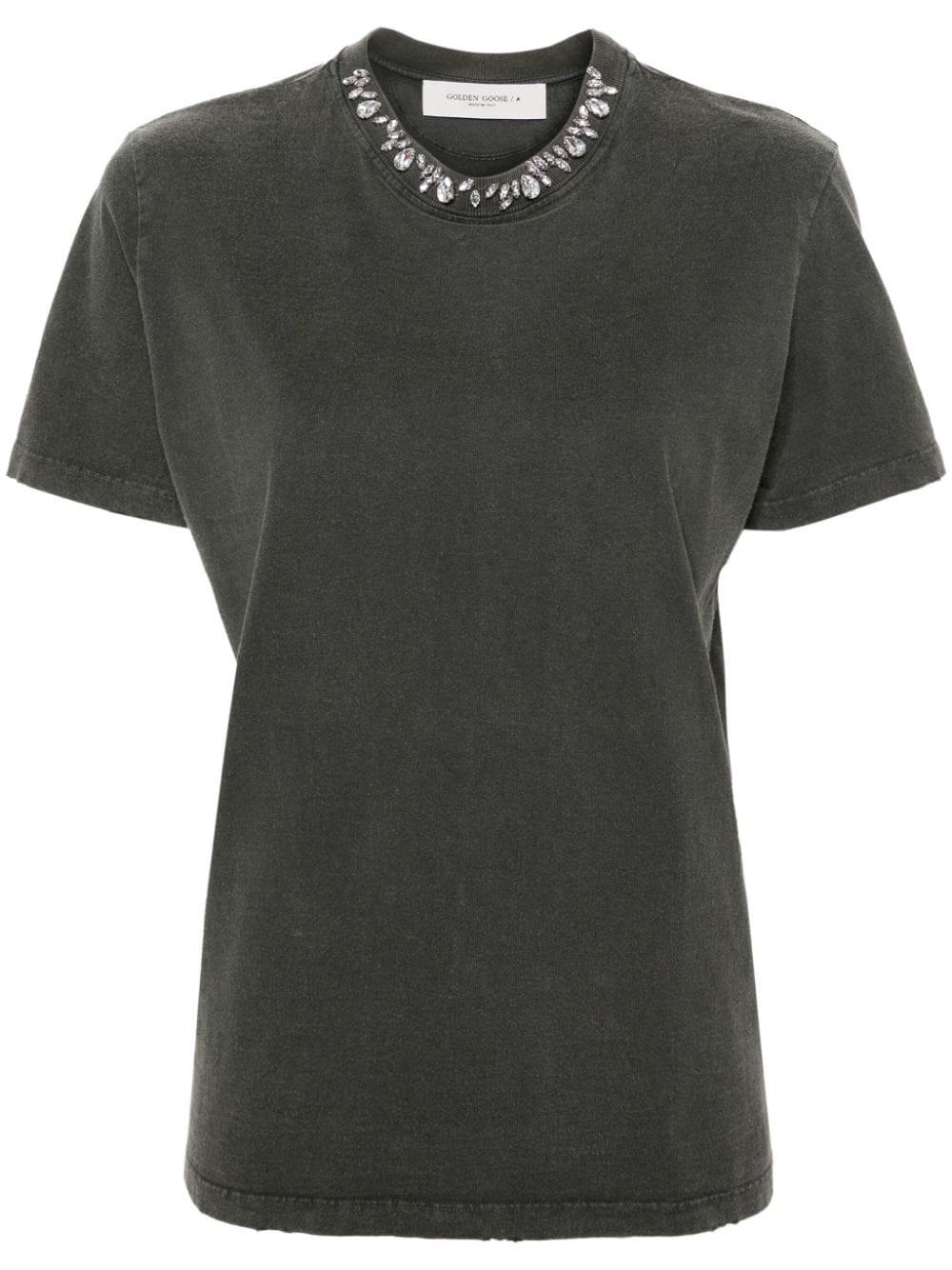 Golden Goose Embroidered Cotton T-shirt Grey