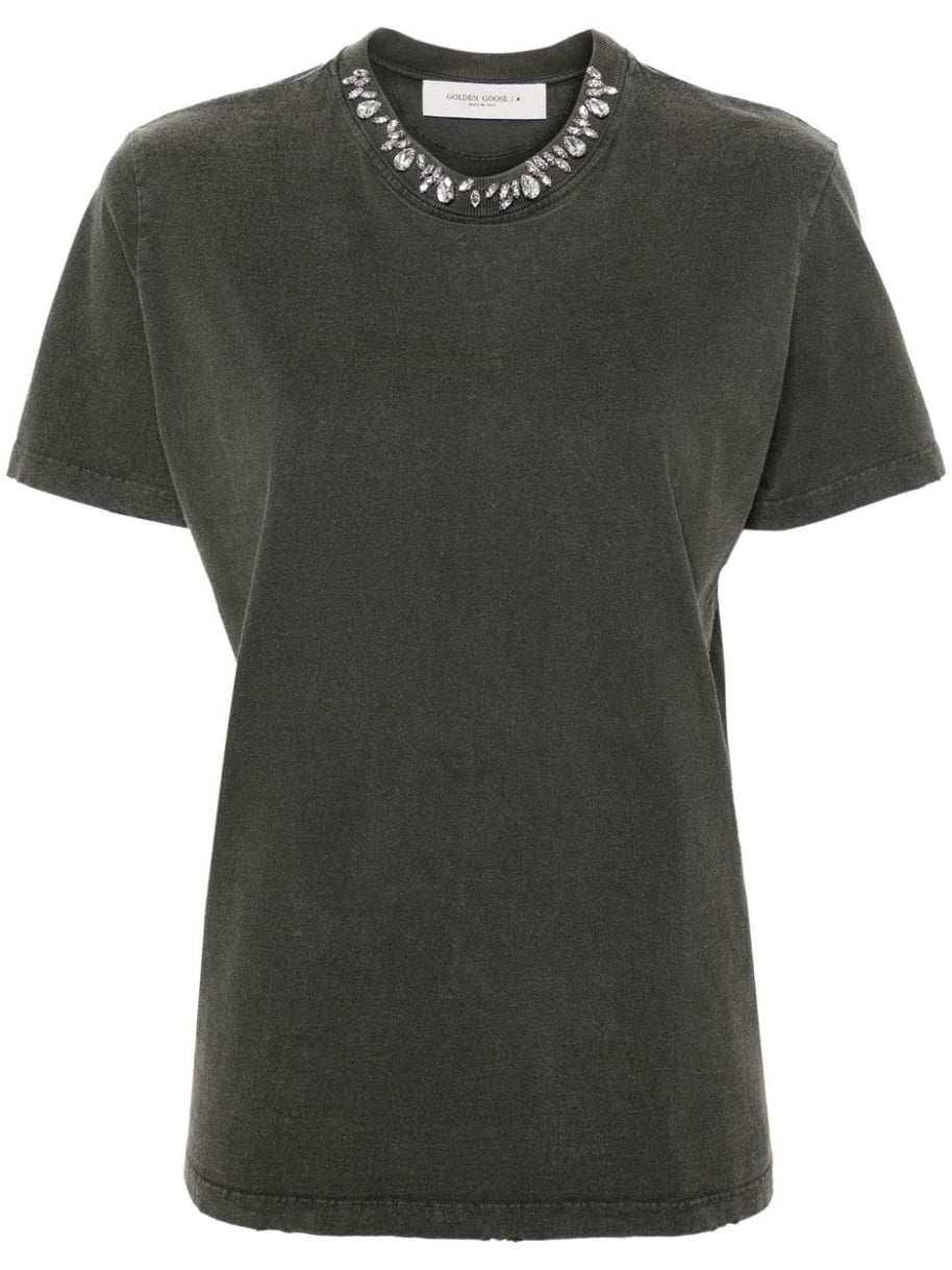 Golden Goose Embroidered Cotton T-shirt - Grey