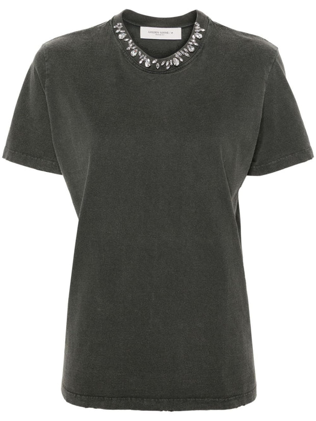 Golden Goose Embroidered Cotton T-shirt Grey