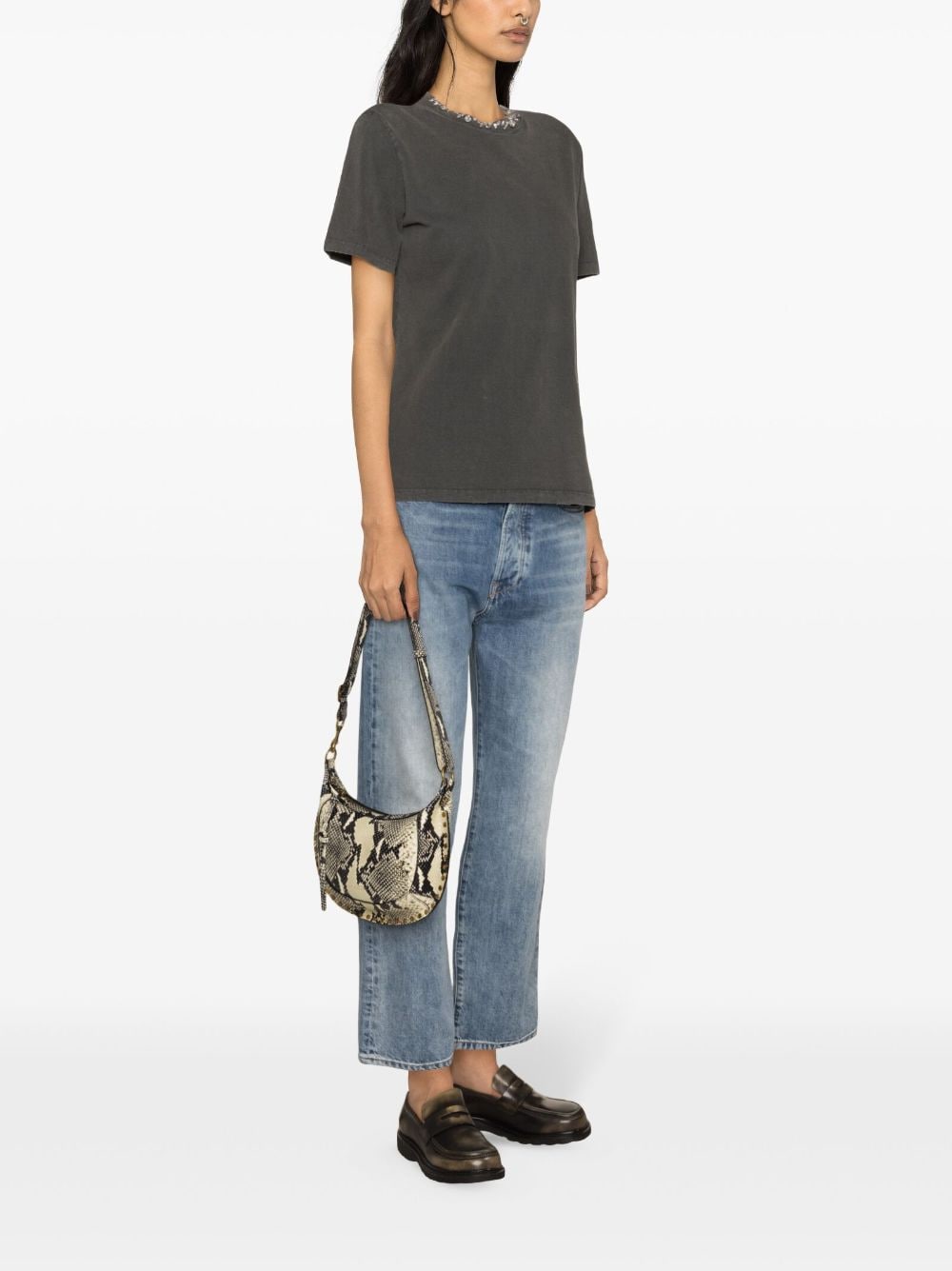 Golden Goose Embroidered Cotton T-shirt Grey