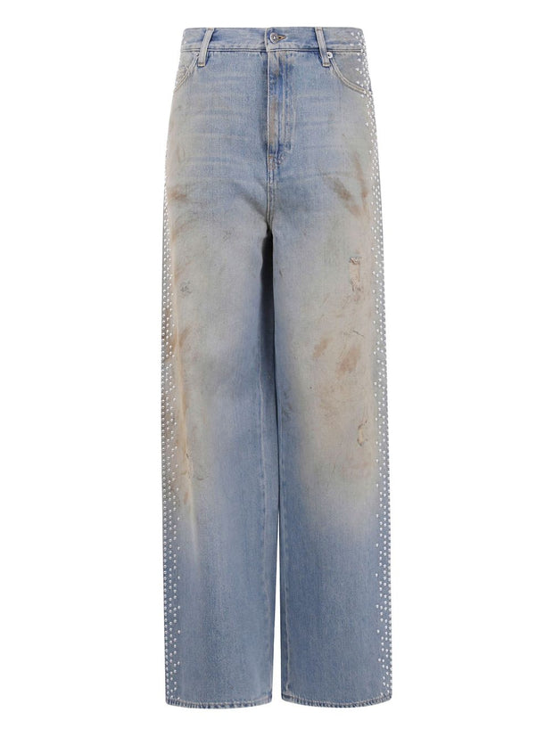 Golden Goose Embellished Boyfriend Denim Jeans Blue