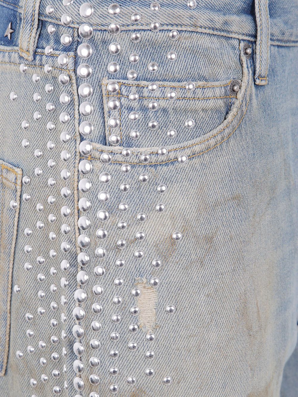 Golden Goose Embellished Boyfriend Denim Jeans Blue