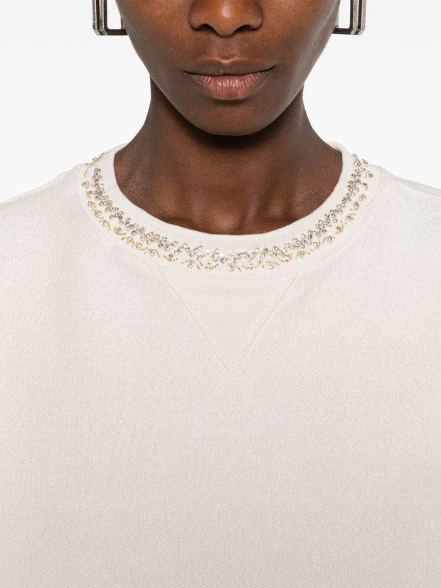 Golden Goose Cotton Cropped Sweatshirt White