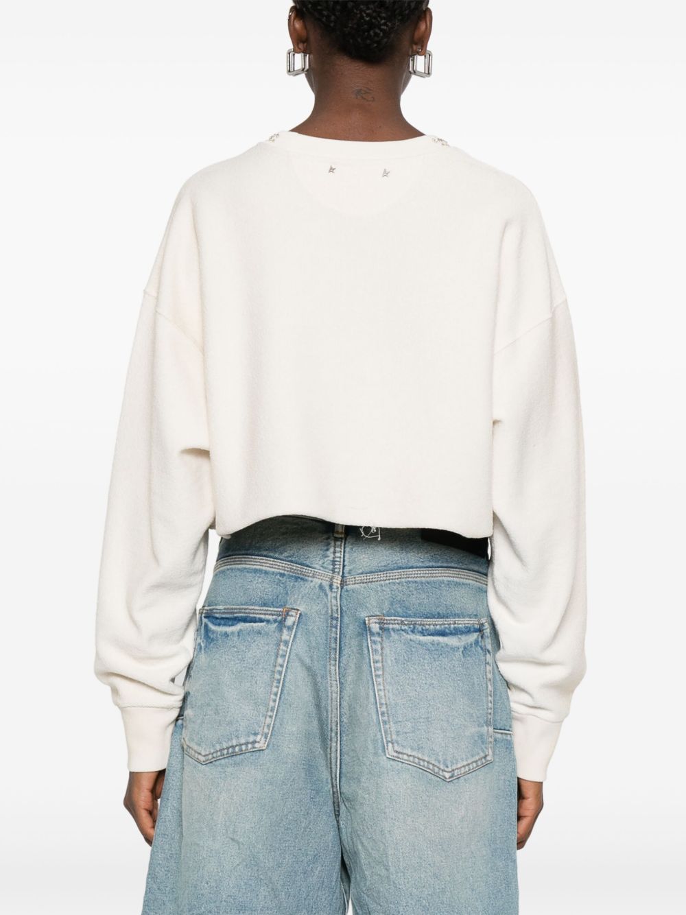 Golden Goose Cotton Cropped Sweatshirt White