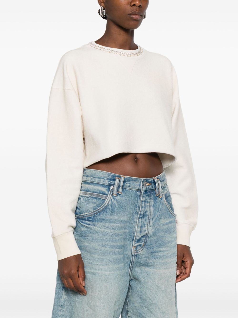 Golden Goose Cotton Cropped Sweatshirt White