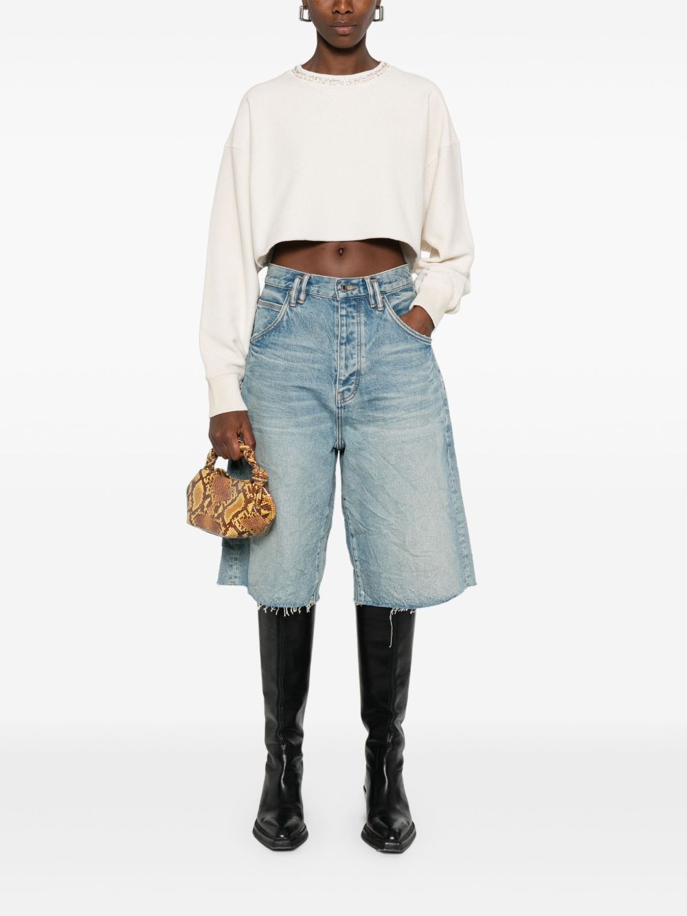 Golden Goose Cotton Cropped Sweatshirt White