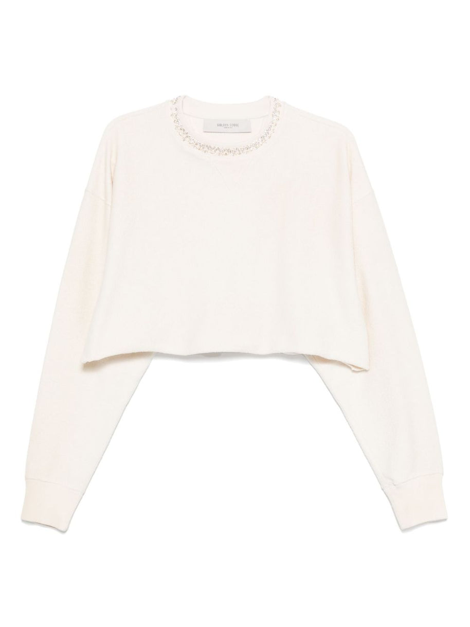 Golden Goose Cotton Cropped Sweatshirt - White