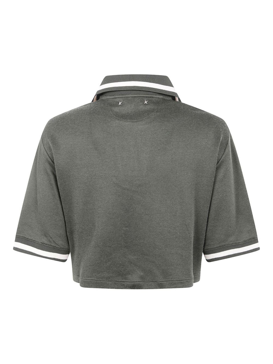 Golden Goose Cotton Cropped Polo Shirt - Green