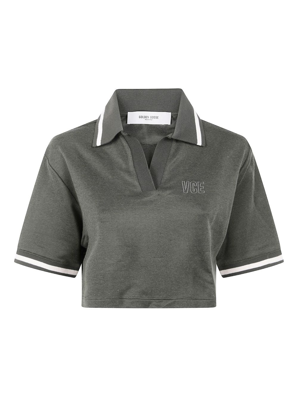 Golden Goose Cotton Cropped Polo Shirt - Green