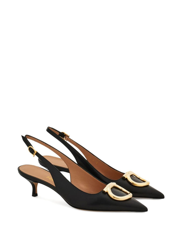 Ferragamo Leather Slingback Pumps - Black