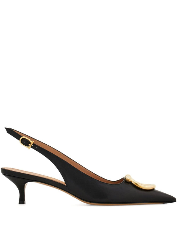 Ferragamo Leather Slingback Pumps - Black