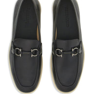Ferragamo Gancini Leather Loafers - Black