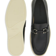 Ferragamo Gancini Leather Loafers - Black