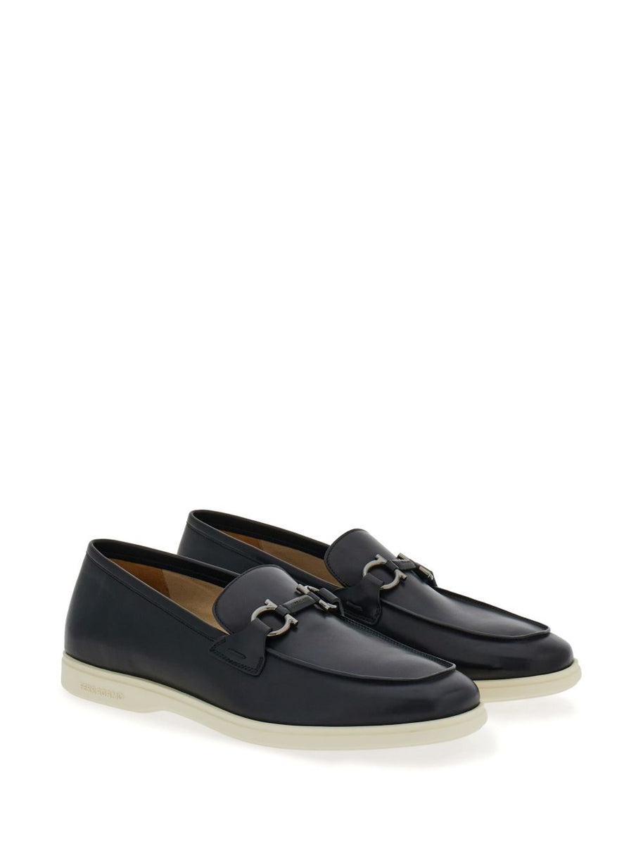 Ferragamo Gancini Leather Loafers - Black