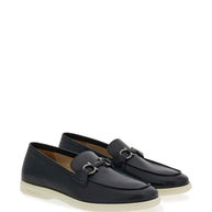 Ferragamo Gancini Leather Loafers - Black