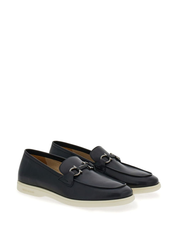 Ferragamo Gancini Leather Loafers - Black