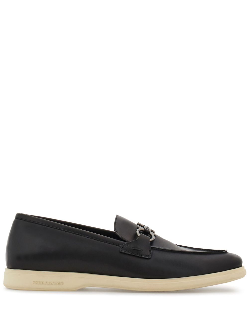 Ferragamo Gancini Leather Loafers - Black