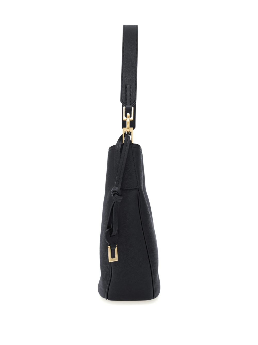 Ferragamo Medium Leather Hobo Bag - Black