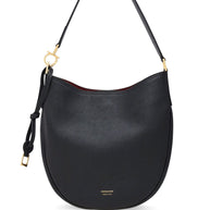 Ferragamo Medium Leather Hobo Bag - Black