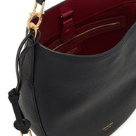 Ferragamo Medium Leather Hobo Bag - Black