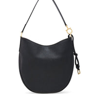 Ferragamo Medium Leather Hobo Bag - Black